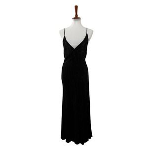 Zara Womens Spaghetti Strap Shimmer Wrap Dress Maxi Black M Medium